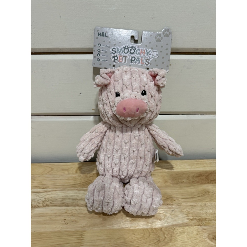 Hal Toys Pig Squeaky Plush Dog Toy, Pink, 12-in